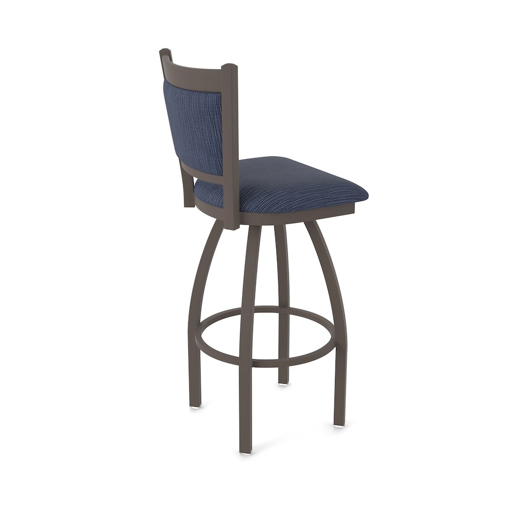 Swivel Bar Stool with Bronze Finish and Graph Anchor Seat and Back