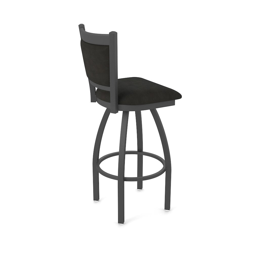 Swivel Bar Stool with Pewter Finish and Canter Espresso Seat and Back