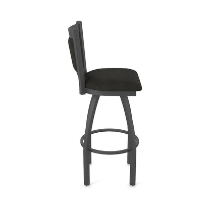 Swivel Bar Stool with Pewter Finish and Canter Espresso Seat and Back