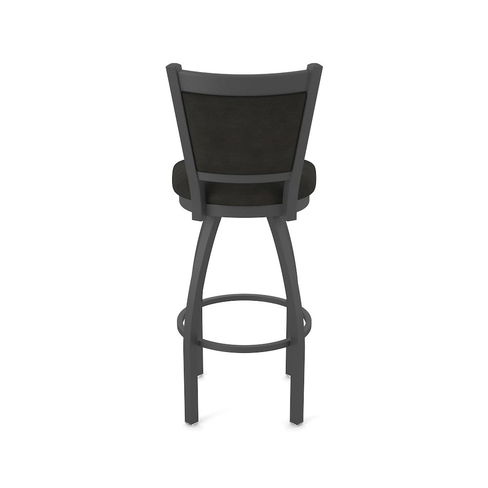 Swivel Bar Stool with Pewter Finish and Canter Espresso Seat and Back