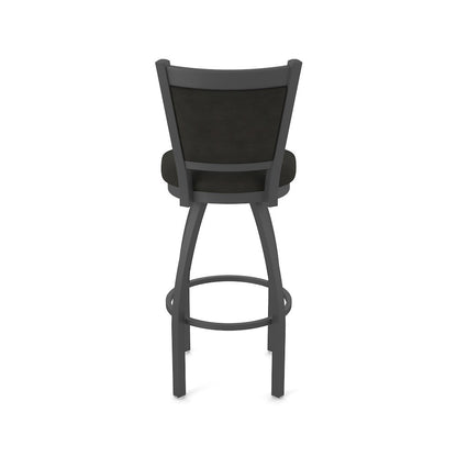 Swivel Bar Stool with Pewter Finish and Canter Espresso Seat and Back