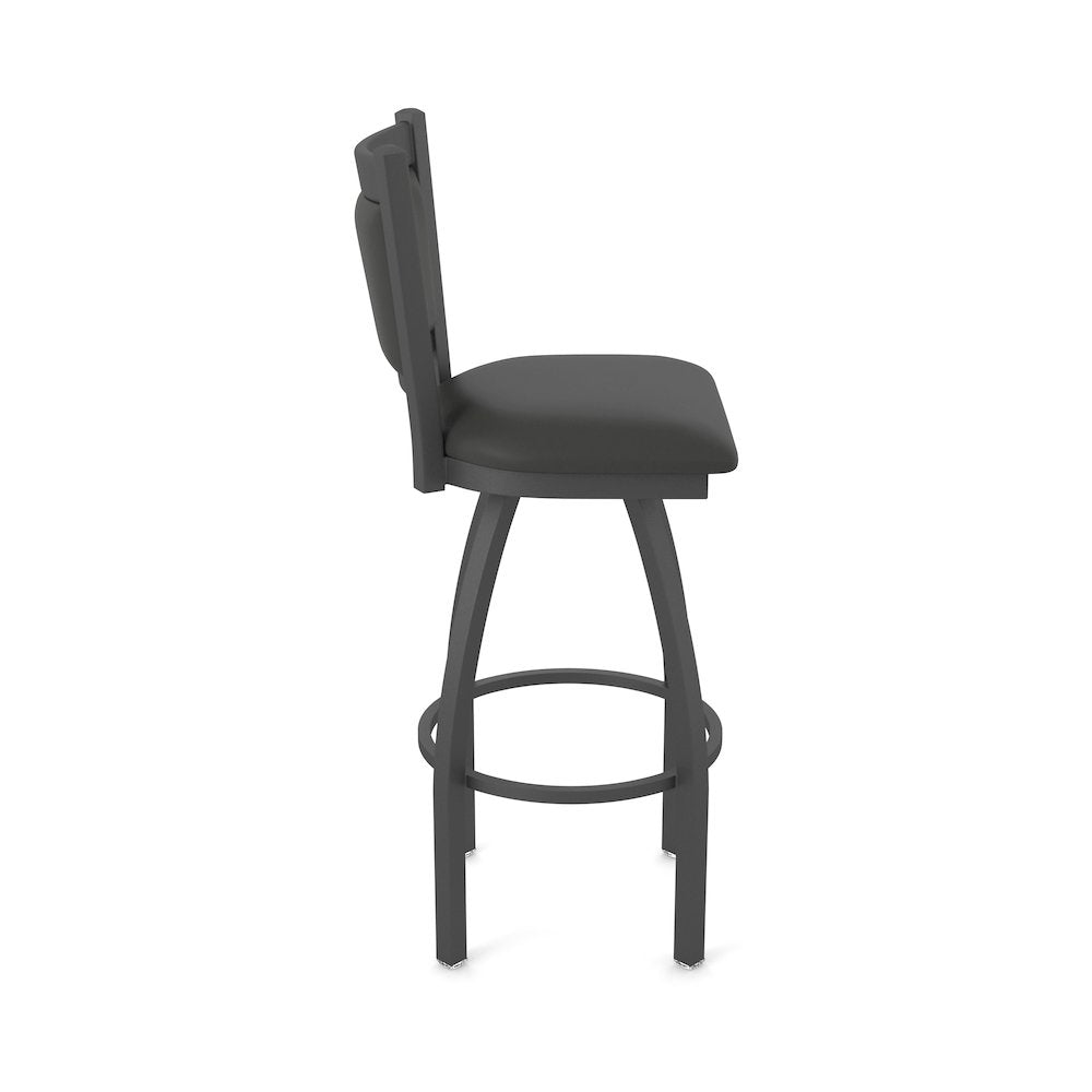 Swivel Bar Stool with Pewter Finish and Canter Iron Seat and Back