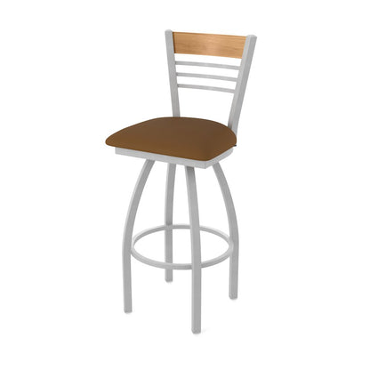 36" Swivel Extra Tall Bar Stool, Anodized Nickel Finish, Medium Back