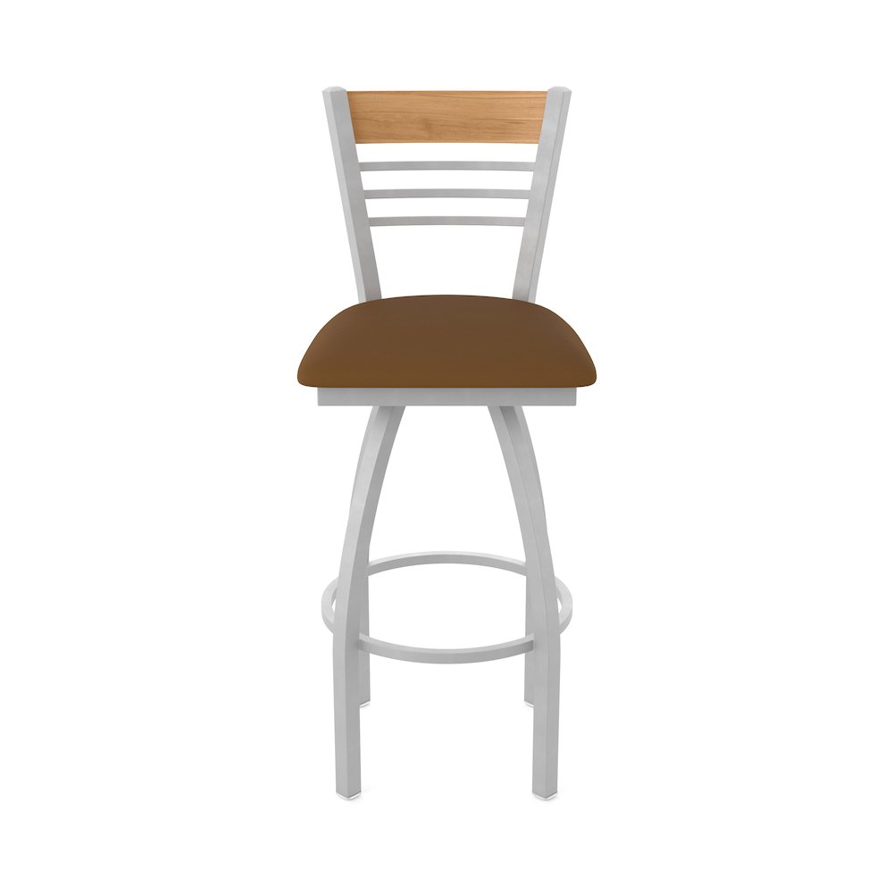 36" Swivel Extra Tall Bar Stool, Anodized Nickel Finish, Medium Back