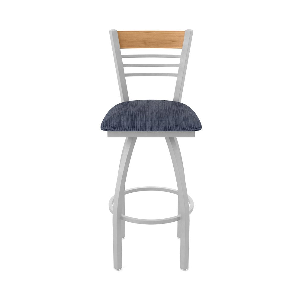 36" Swivel Extra Tall Bar Stool, Anodized Nickel Finish, Medium Back