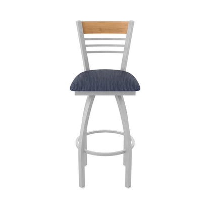 36" Swivel Extra Tall Bar Stool, Anodized Nickel Finish, Medium Back