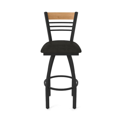 36" Swivel Extra Tall Bar Stool, Black Wrinkle Finish, Medium Back