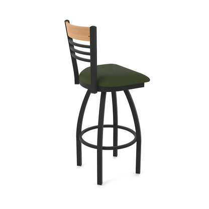 36" Swivel Extra Tall Bar Stool, Black Wrinkle Finish, Medium Back