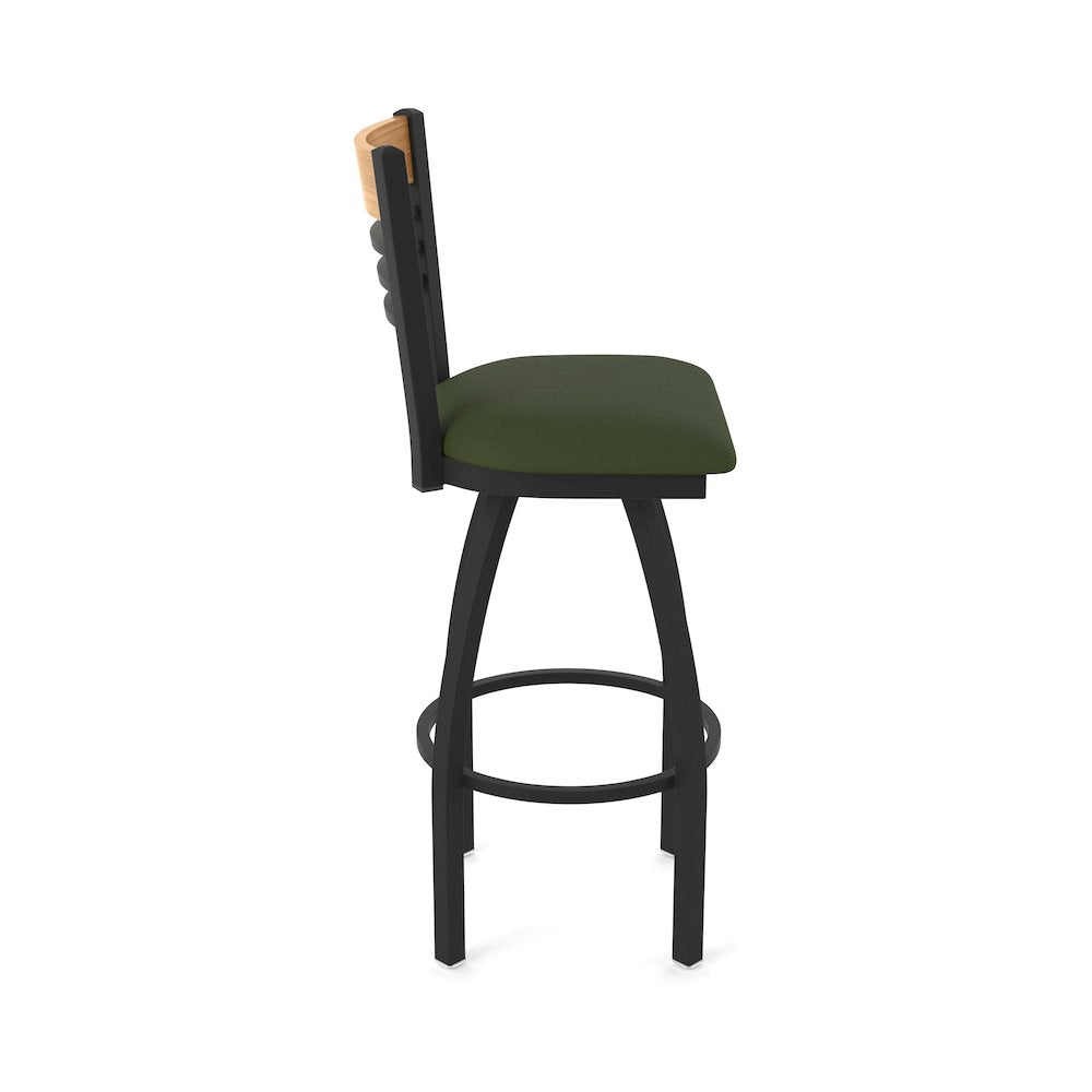 36" Swivel Extra Tall Bar Stool, Black Wrinkle Finish, Medium Back