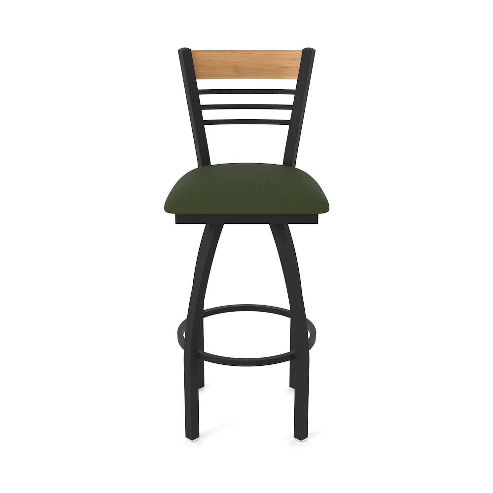 36" Swivel Extra Tall Bar Stool, Black Wrinkle Finish, Medium Back