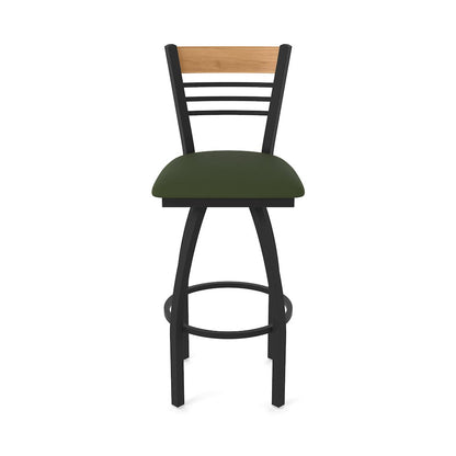 36" Swivel Extra Tall Bar Stool, Black Wrinkle Finish, Medium Back