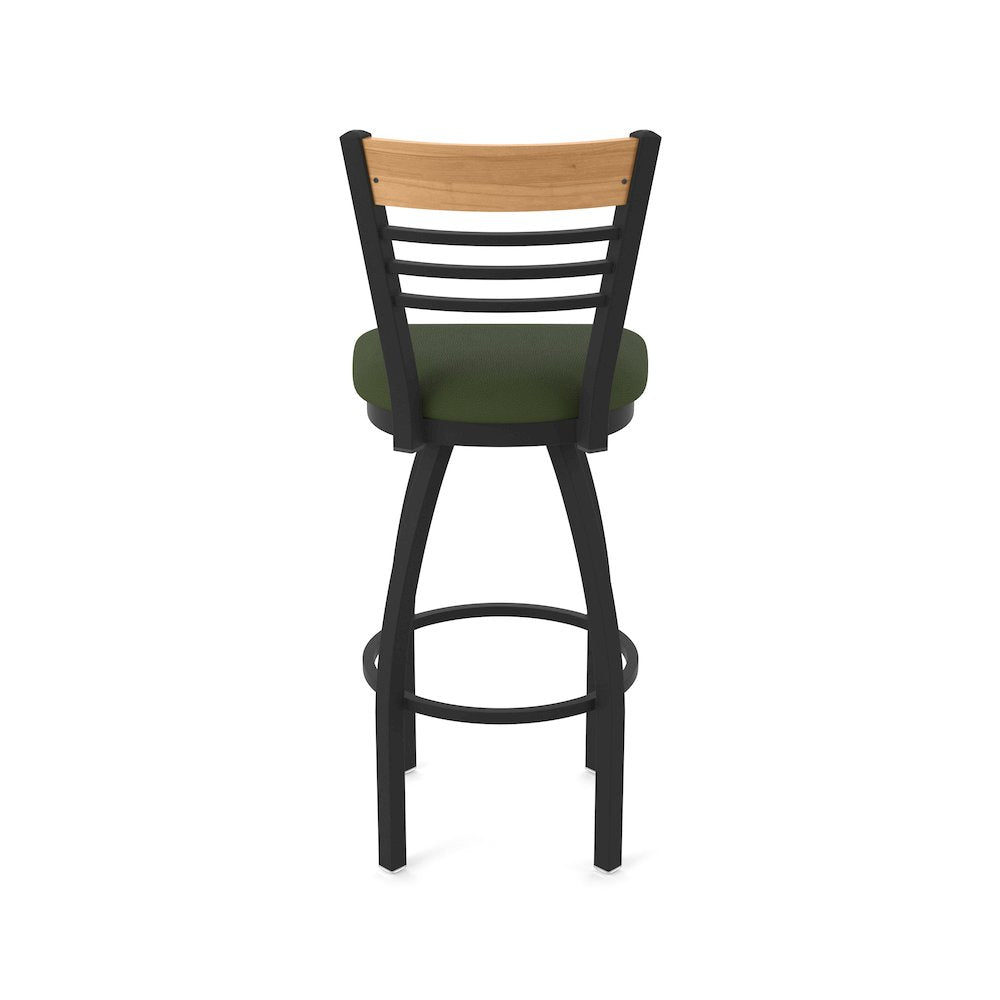 36" Swivel Extra Tall Bar Stool, Black Wrinkle Finish, Medium Back
