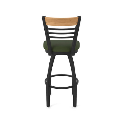 36" Swivel Extra Tall Bar Stool, Black Wrinkle Finish, Medium Back
