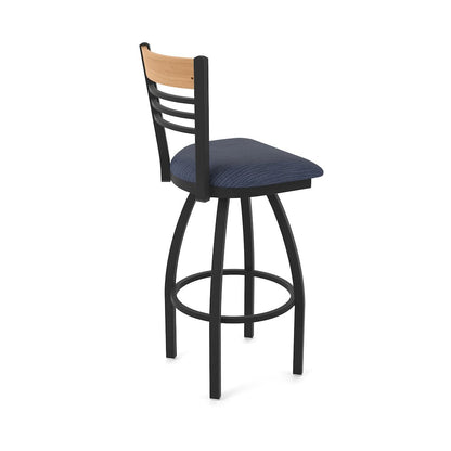 36" Swivel Extra Tall Bar Stool, Black Wrinkle Finish, Medium Back