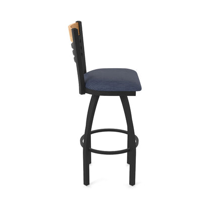 36" Swivel Extra Tall Bar Stool, Black Wrinkle Finish, Medium Back