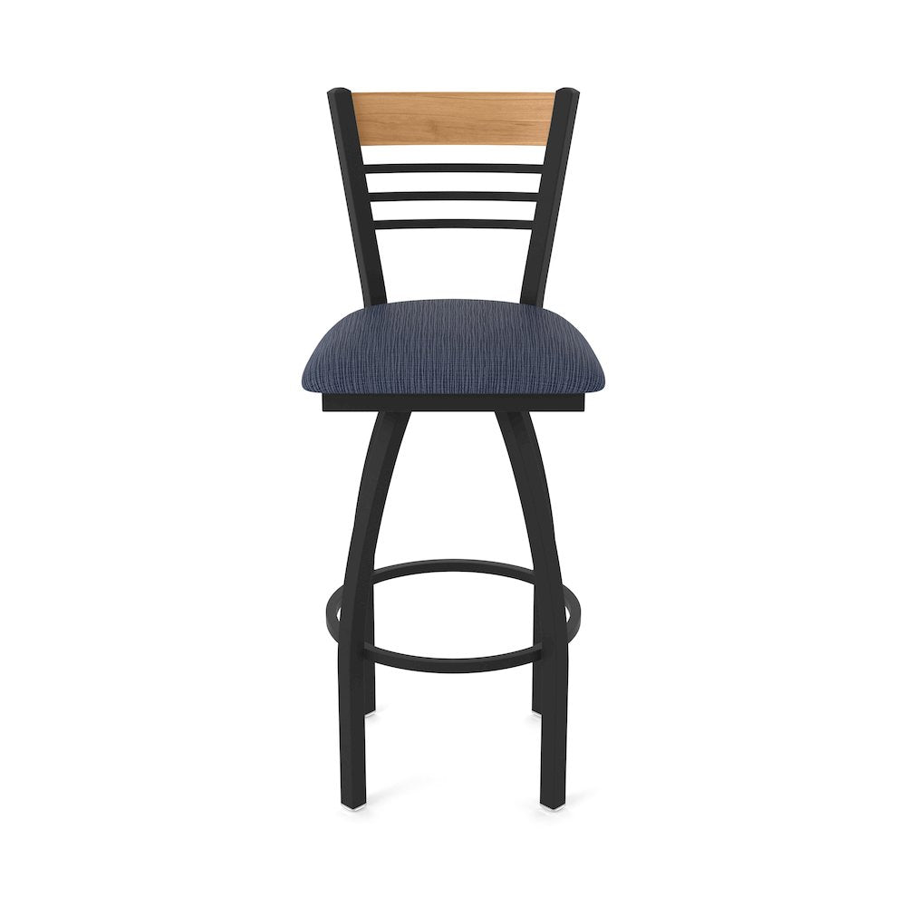 36" Swivel Extra Tall Bar Stool, Black Wrinkle Finish, Medium Back