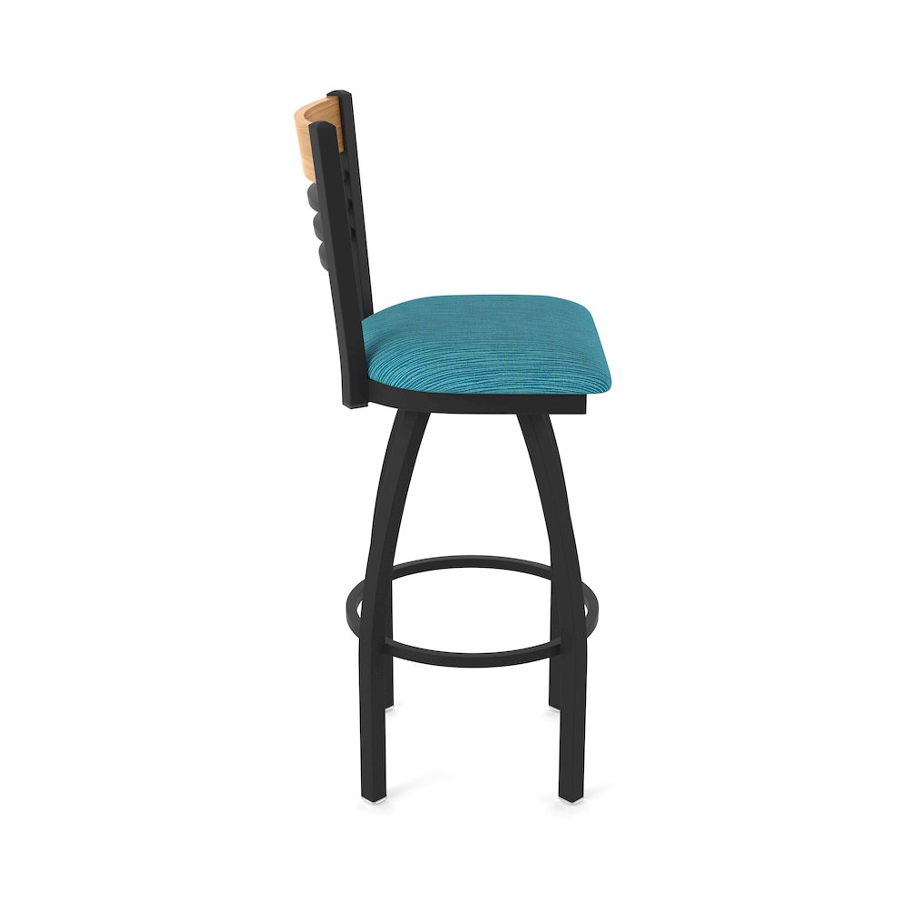 36" Swivel Extra Tall Bar Stool, Black Wrinkle Finish, Medium Back