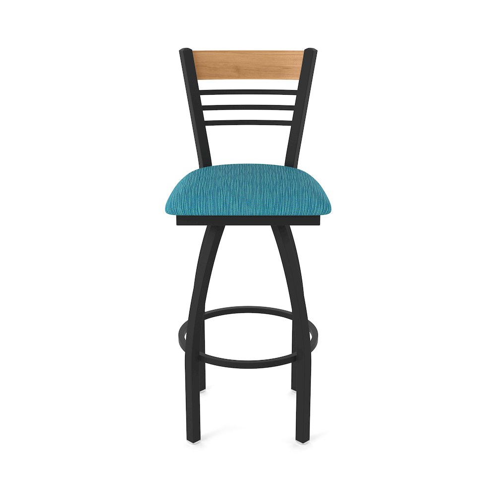 36" Swivel Extra Tall Bar Stool, Black Wrinkle Finish, Medium Back