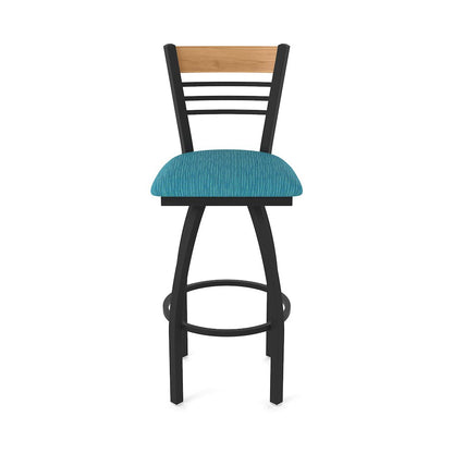 36" Swivel Extra Tall Bar Stool, Black Wrinkle Finish, Medium Back