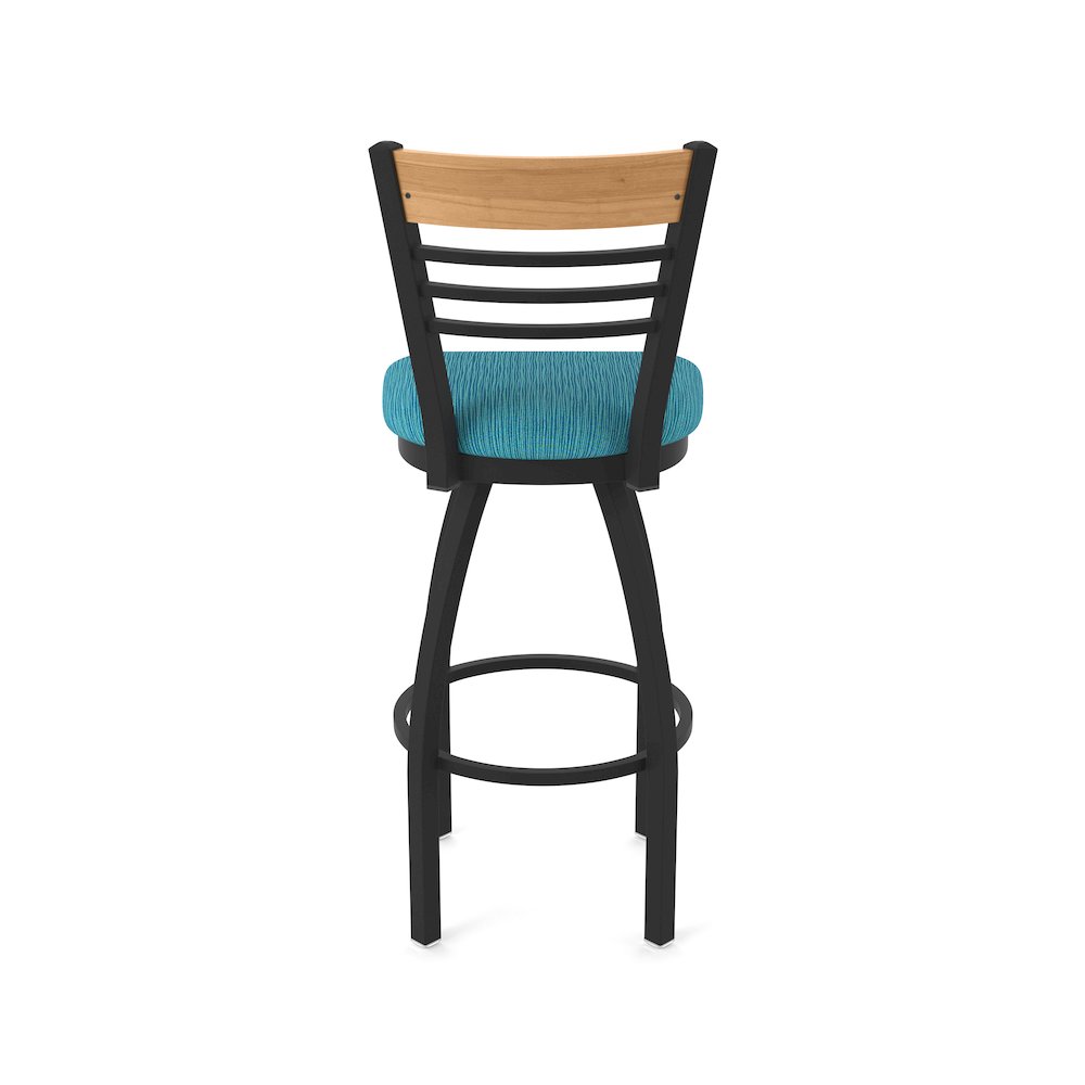 36" Swivel Extra Tall Bar Stool, Black Wrinkle Finish, Medium Back