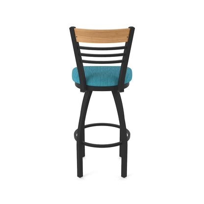36" Swivel Extra Tall Bar Stool, Black Wrinkle Finish, Medium Back