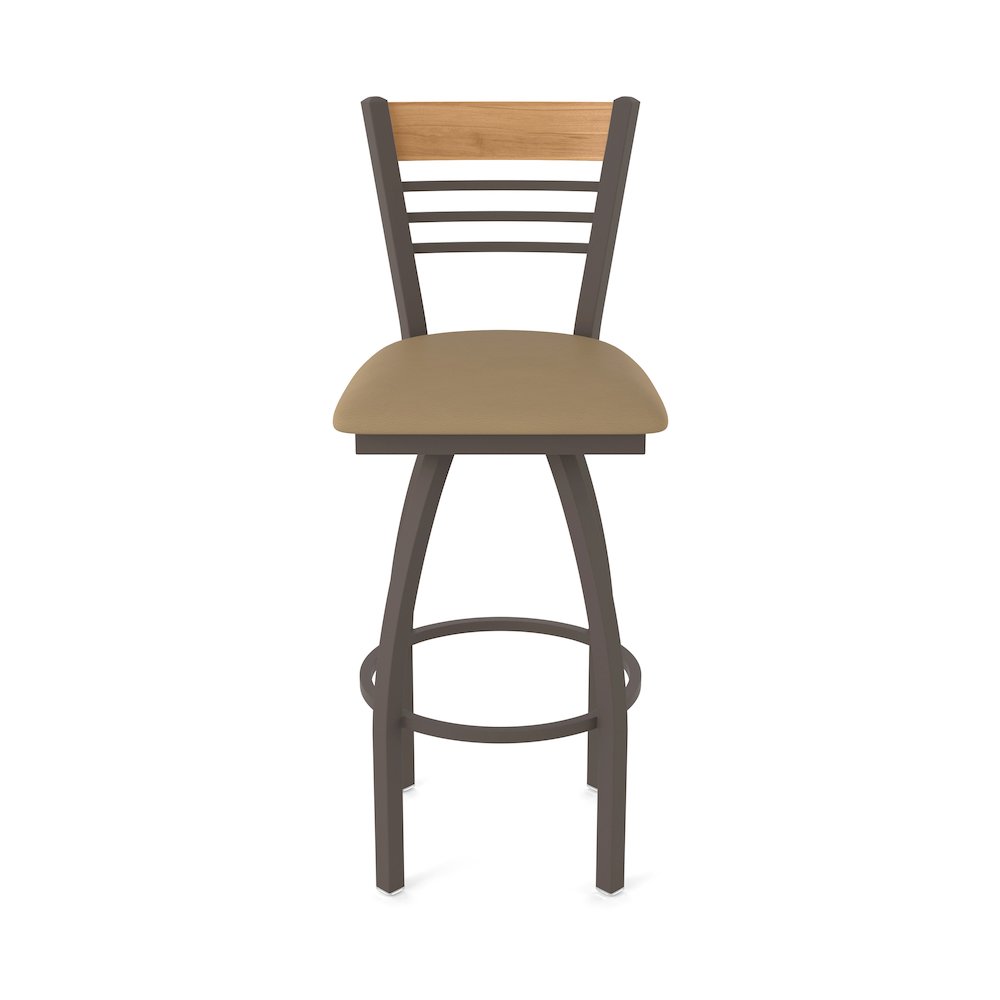 36" Swivel Extra Tall Bar Stool, Bronze Finish, Medium Back, Canter Sand Seat