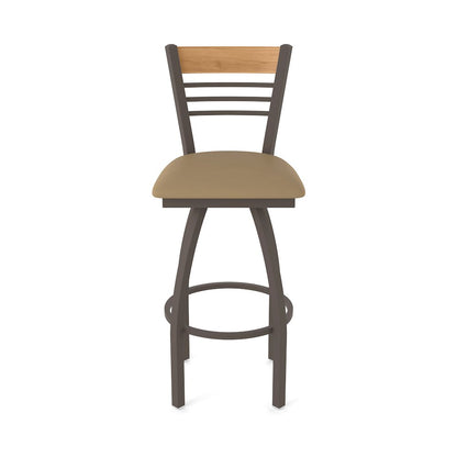 36" Swivel Extra Tall Bar Stool, Bronze Finish, Medium Back, Canter Sand Seat