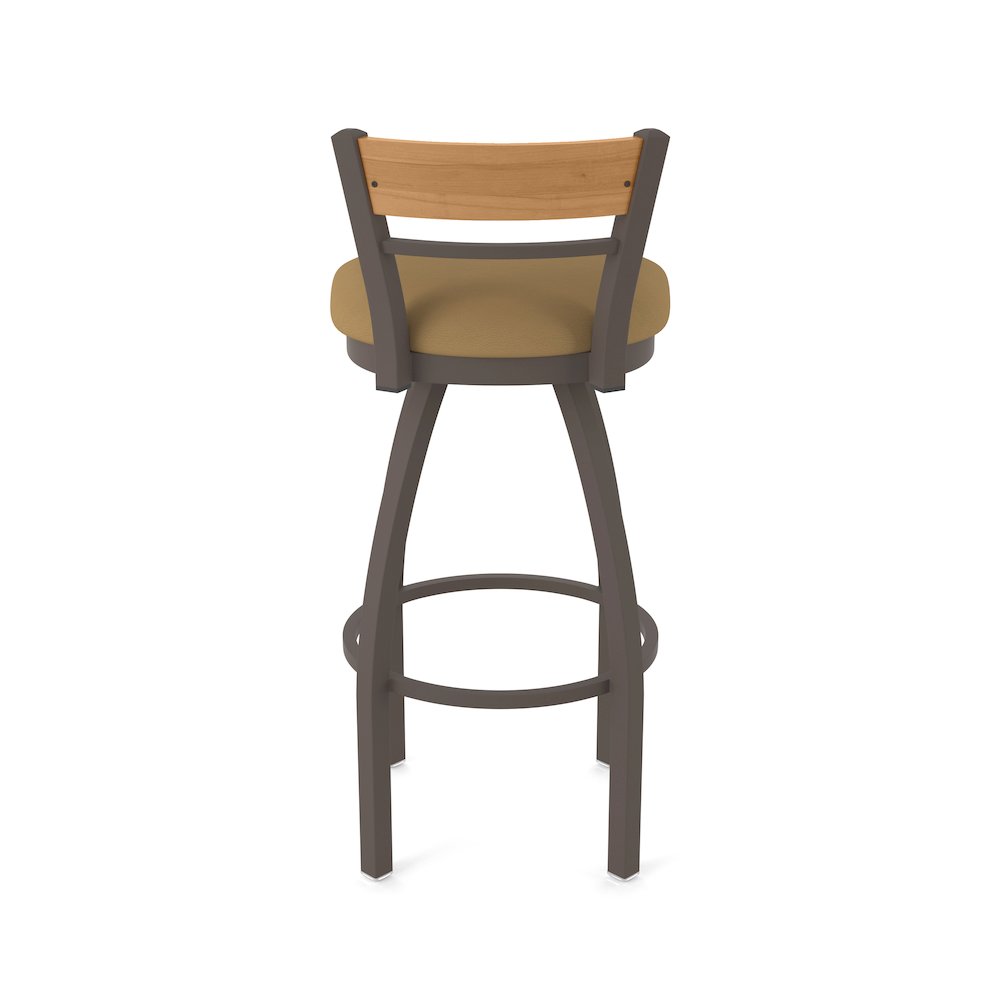 36" Swivel Extra Tall Bar Stool, Bronze Finish, Medium Back, Canter Saddle Seat