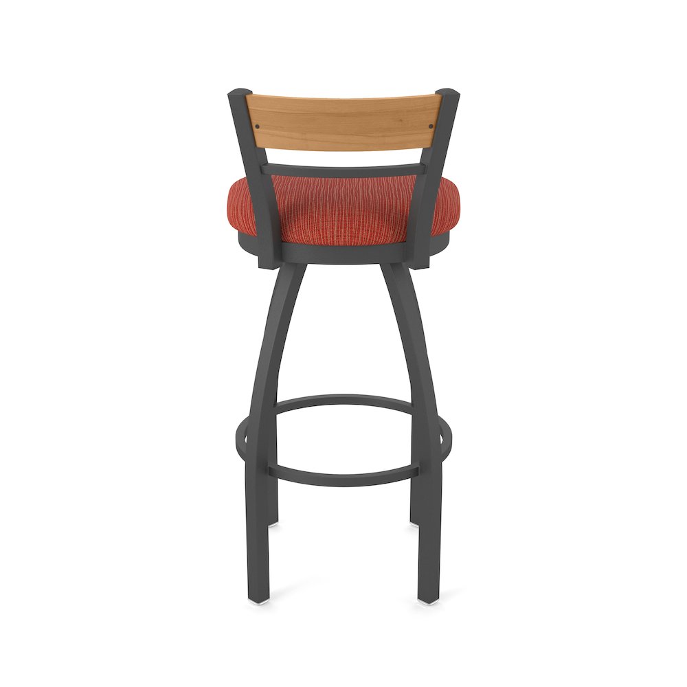 36" Swivel Extra Tall Bar Stool, Pewter Finish, Medium Back, Graph Poppy Seat