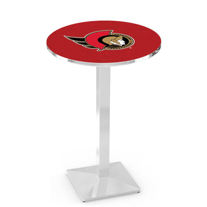L217 Ottawa Senators 42" Tall - 36" Top Pub Table with Chrome Finish (2187)
