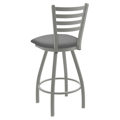 XL 410 Jackie 36" Swivel Extra Tall Bar Stool with Anodized Nickel Finish and Canter Folkstone Grey Seat