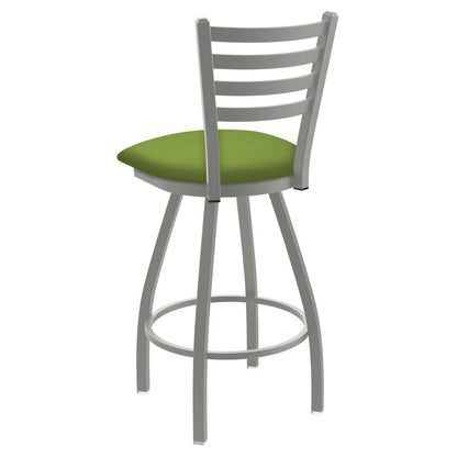 XL 410 Jackie 36" Swivel Extra Tall Bar Stool with Anodized Nickel Finish and Canter Kiwi Green Seat