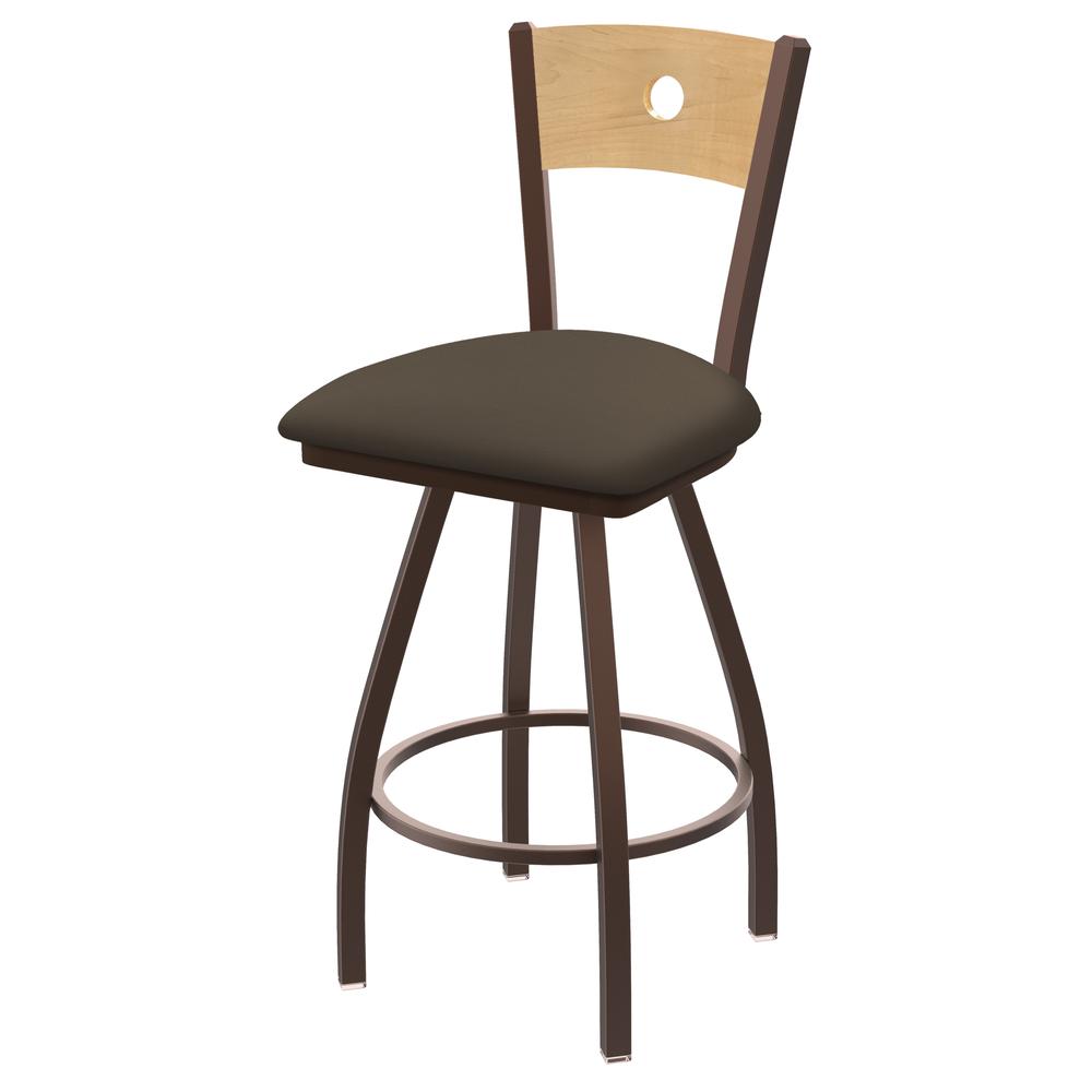 XL 830 Voltaire 36" Swivel Counter Stool with Bronze Finish, Natural Back, and Canter Earth Seat