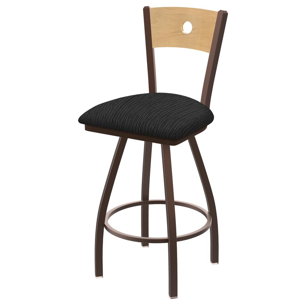 XL 830 Voltaire 36" Swivel Counter Stool with Bronze Finish, Natural Back, and Graph Coal Seat