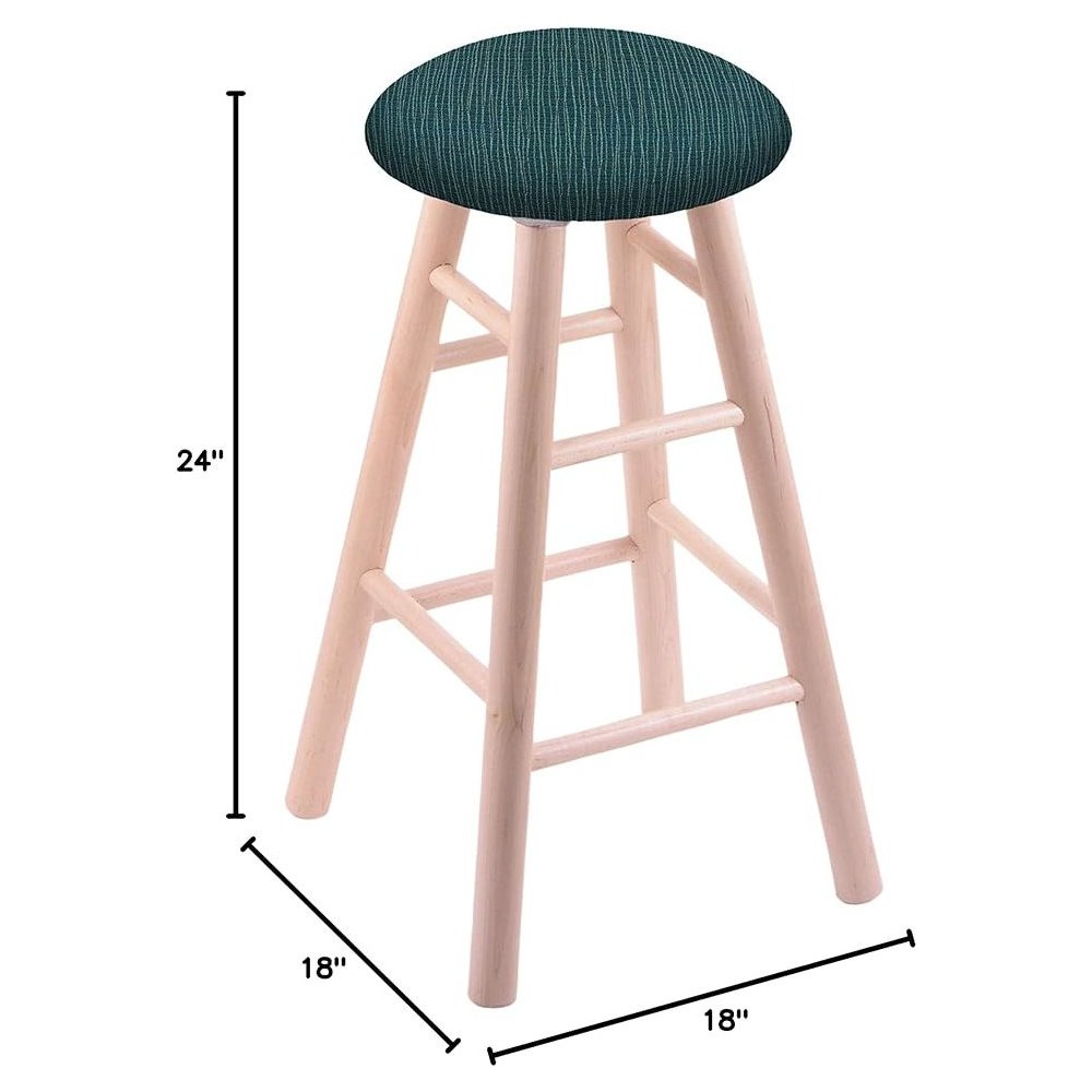 Maple Round Cushion 24" Swivel Counter Stool with Smooth Legs, Natural Finish, and Graph Tidal Seat