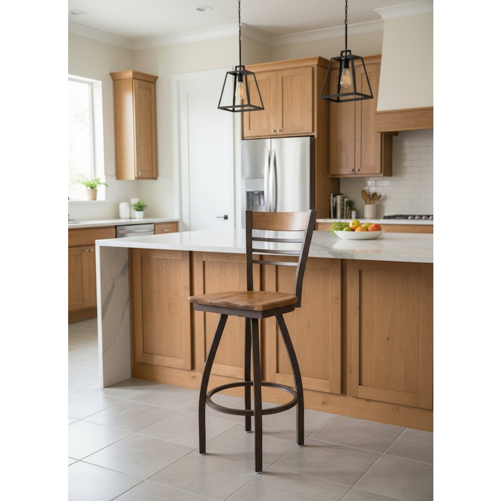 30" Swivel Bar Stool, Bronze Finish, Medium Back, Graph Anchor Seat