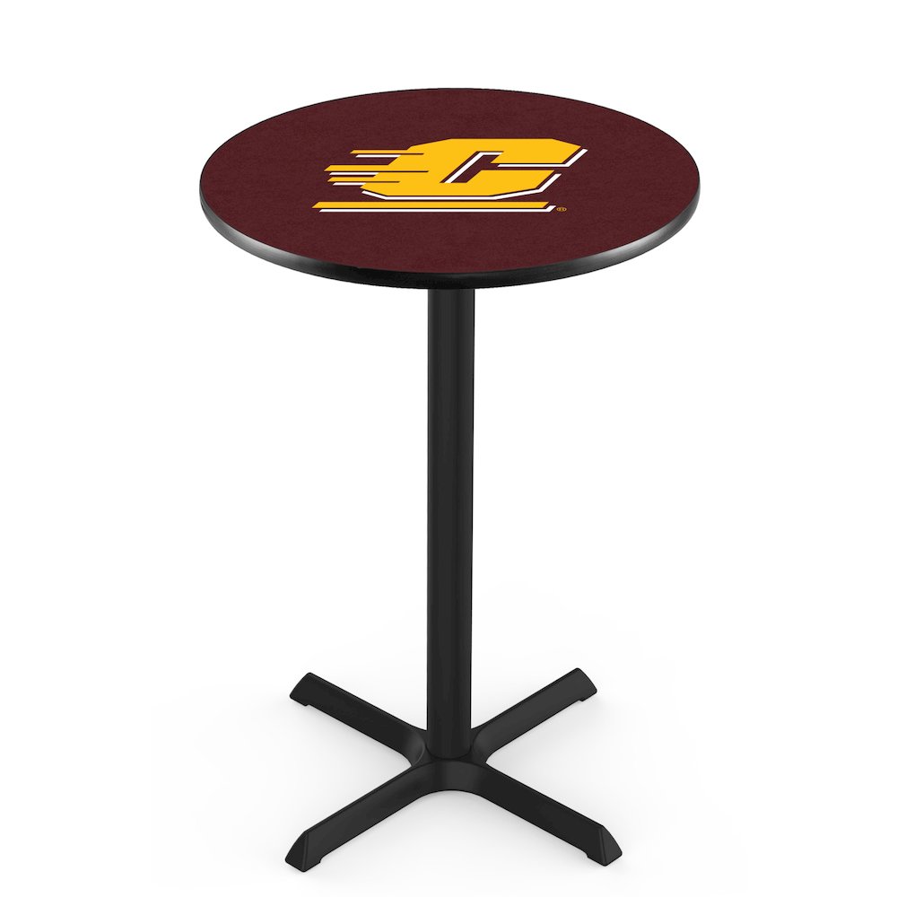 L211 Central Michigan University 42" Tall - 36" Top Pub Table with Black Wrinkle Finish