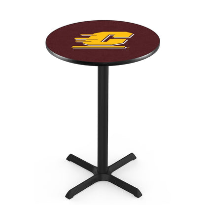 L211 Central Michigan University 42" Tall - 36" Top Pub Table with Black Wrinkle Finish