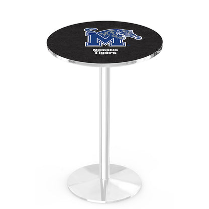 L214 University of Memphis 42" Tall - 36" Top Pub Table with Chrome Finish