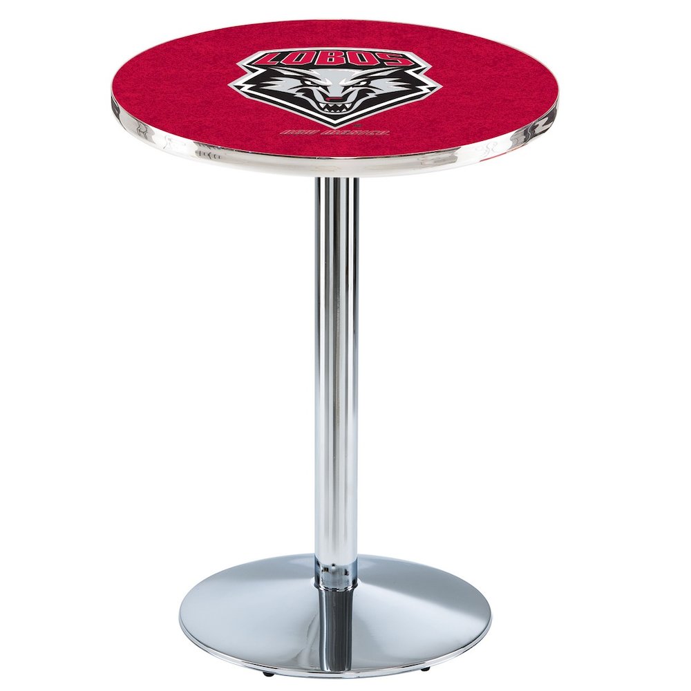 L214 University of New Mexico 42' Tall - 36' Top Pub Table w/ Chrome Finish