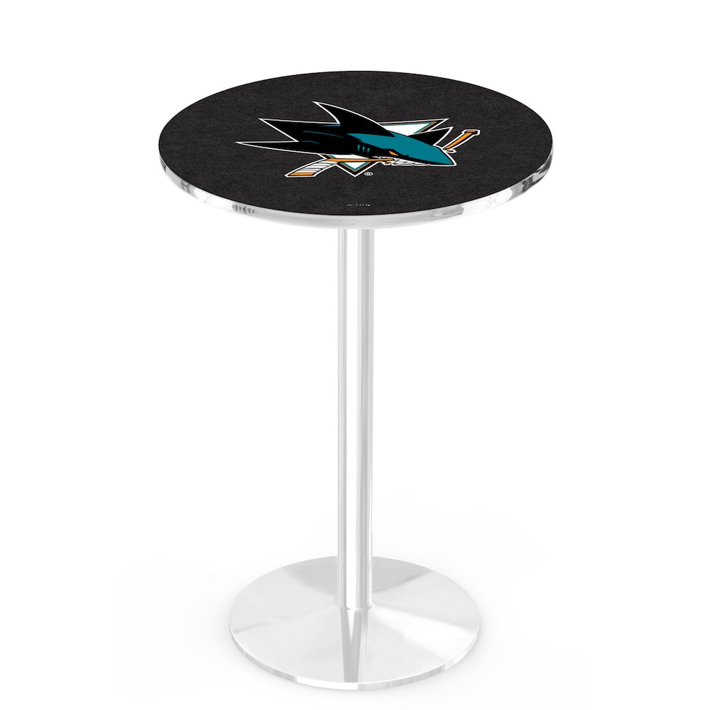 L214 San Jose Sharks 42" Tall - 36" Top Pub Table with Chrome Finish (3208)