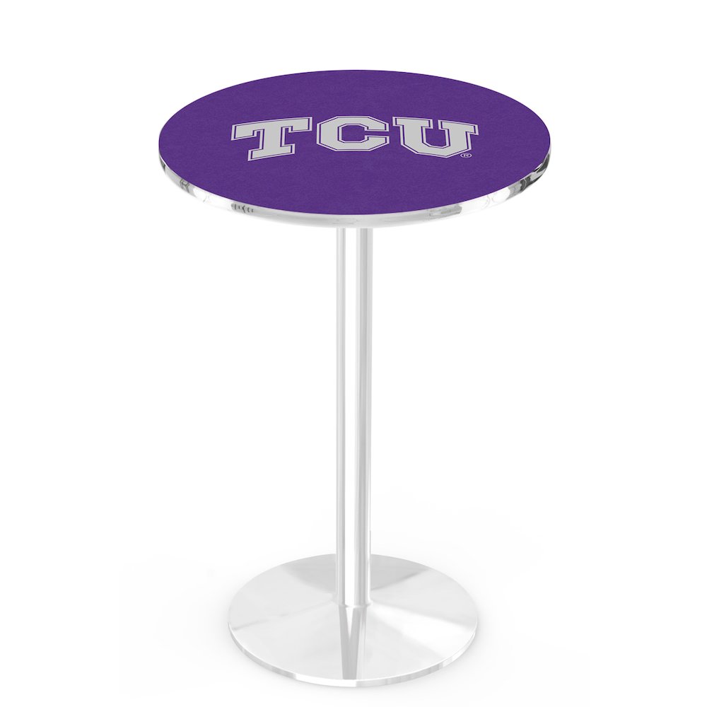 L214 Texas Christian University 42" Tall - 36" Top Pub Table with Chrome Finish