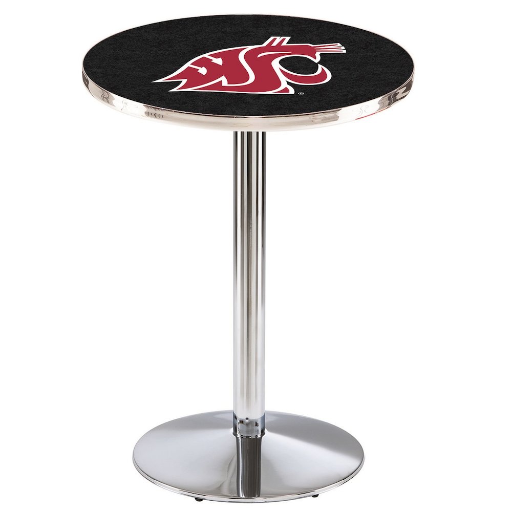 L214 Washington State University 42" Tall - 36" Top Pub Table with Chrome Finish