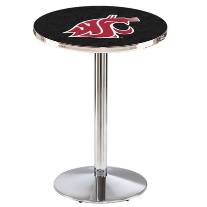 L214 Washington State University 42" Tall - 36" Top Pub Table with Chrome Finish