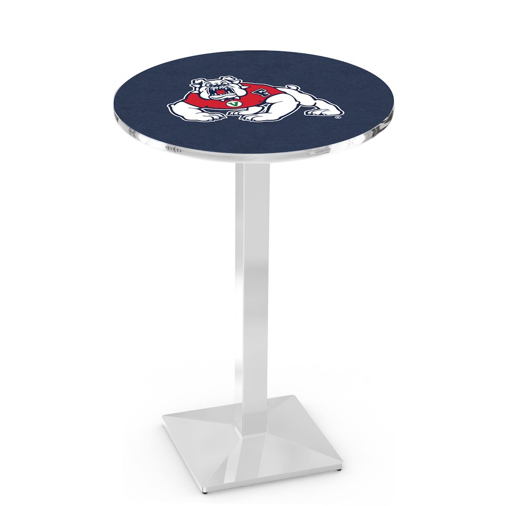 L217 Fresno State University 42" Tall - 36" Top Pub Table with Chrome Finish