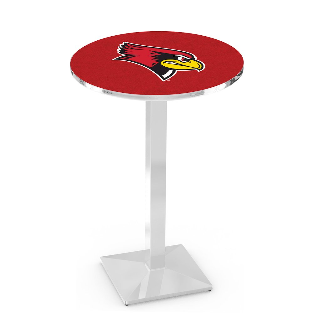 L217 Illinois State University 42' Tall - 36' Top Pub Table w/ Chrome Finish