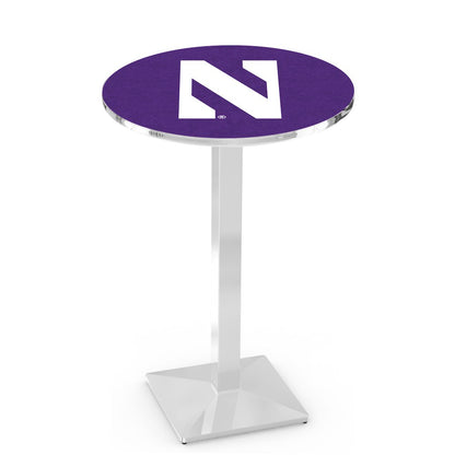 L217 Northwestern University 42" Tall - 36" Top Pub Table with Chrome Finish