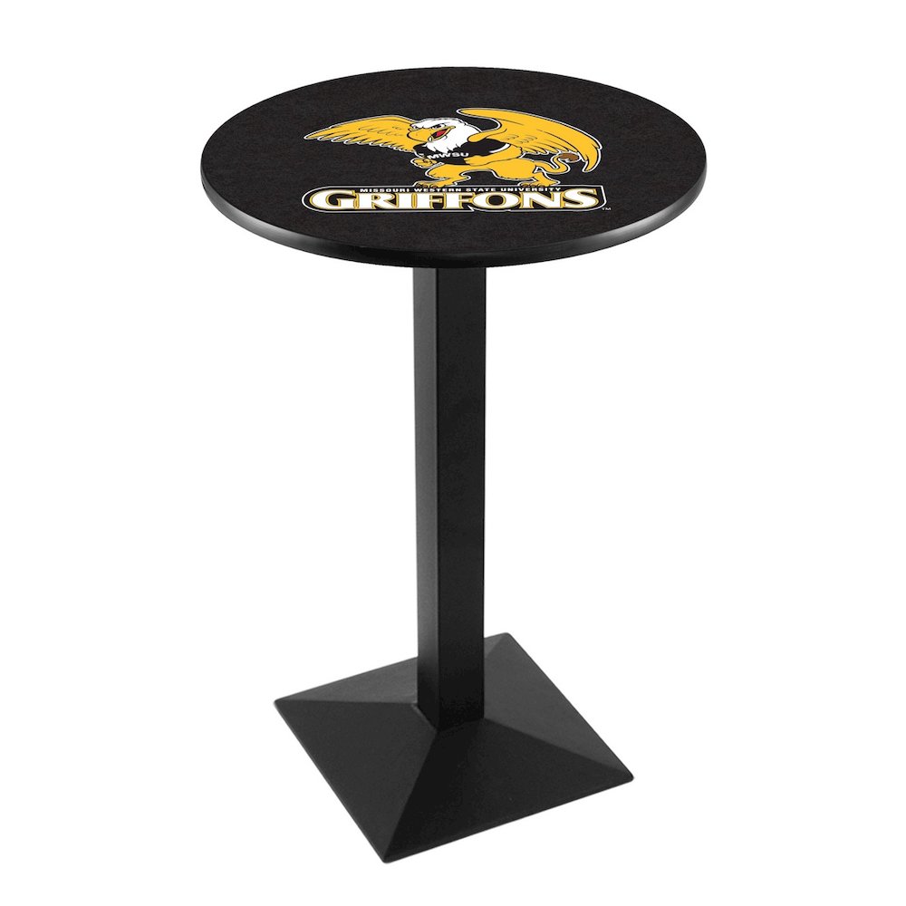 L217 Missouri Western State University 42" Tall - 36" Top Pub Table with Black Wrinkle Finish