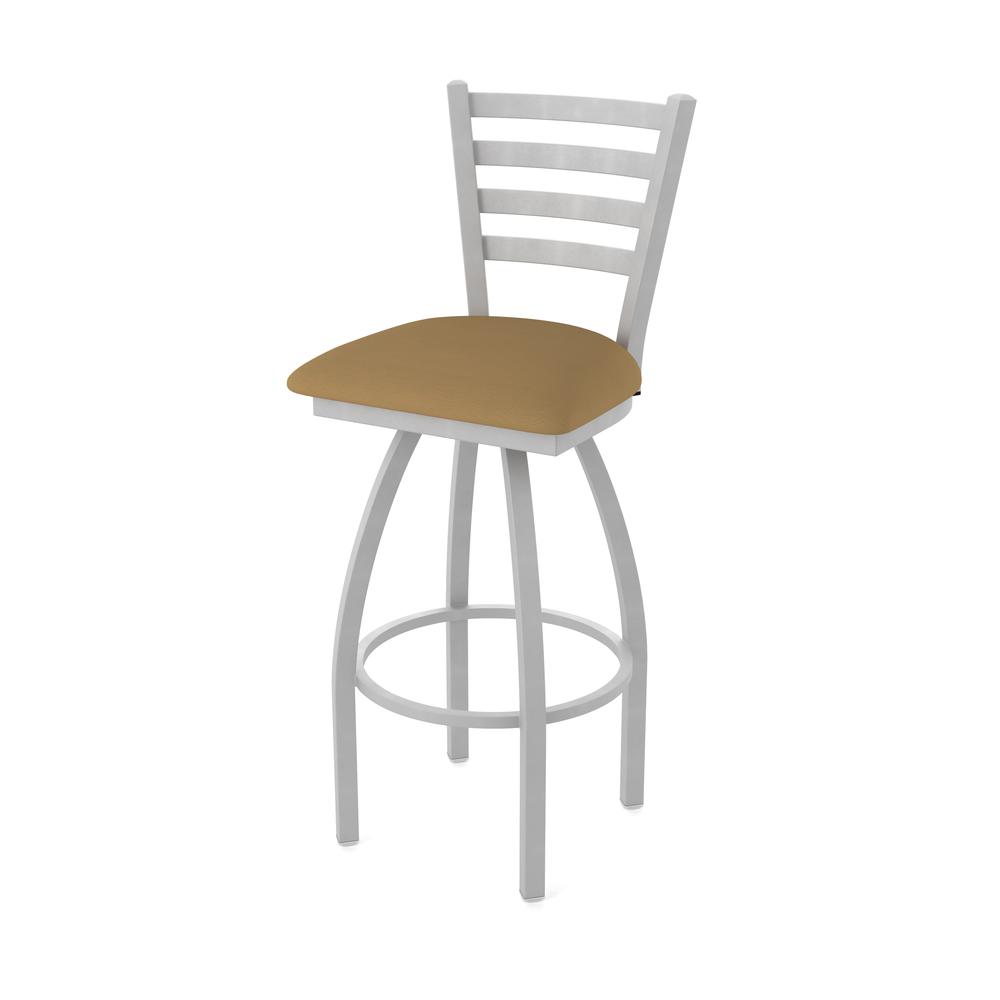 410 Jackie 36" Swivel Bar Stool with Anodized Nickel Finish and Canter Saddle Seat