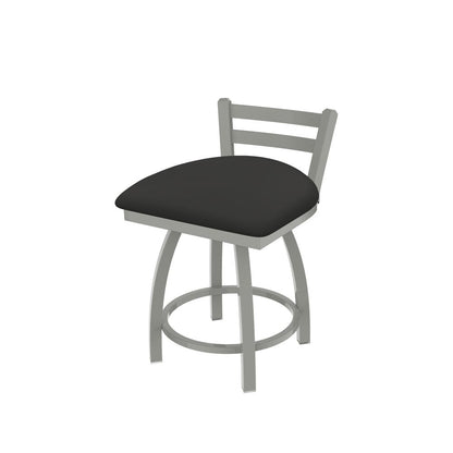 411 Jackie 18" Low Back Swivel Vanity Stool with Anodized Nickel Finish and Canter Iron Seat